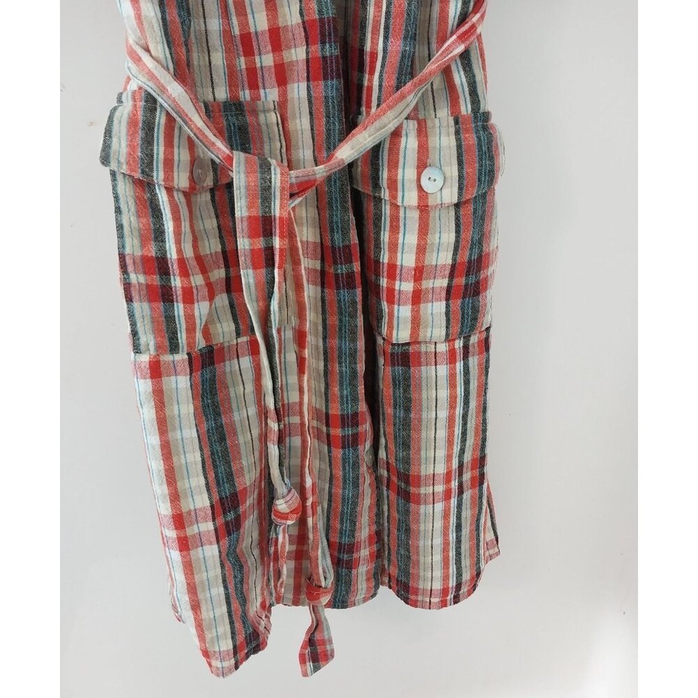 VTG White Stag Linen Blend Casual Button Up Plaid Dress Women's Size 16W - Picture 4 of 12